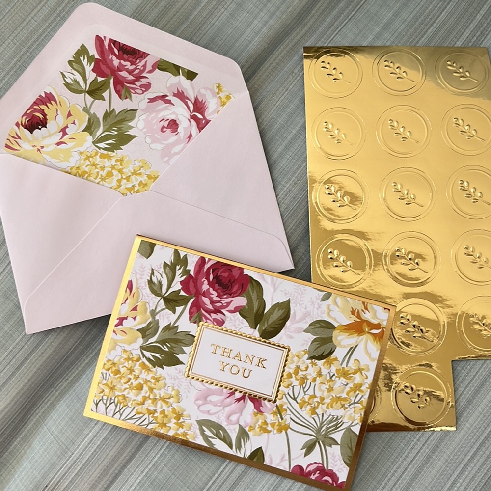Beautiful  Laura Ashley "THANK YOU" Notecards, Envelopes & Seal Stickers - NIB - Picture 2 of 9